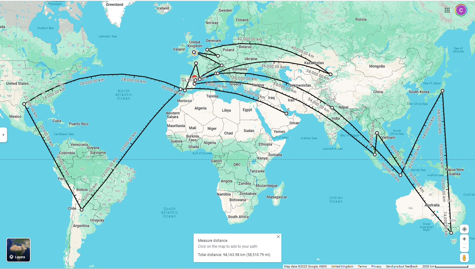 World map showing the MotoGP 2024 calendar in sequence